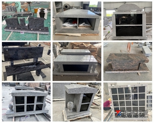 Bahama Blue Cremation Bench Grey Granite Black Granite Columbariums