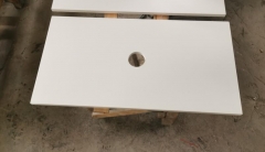 Pure White Quartz Vanity Tops With Faucet Holes Polished