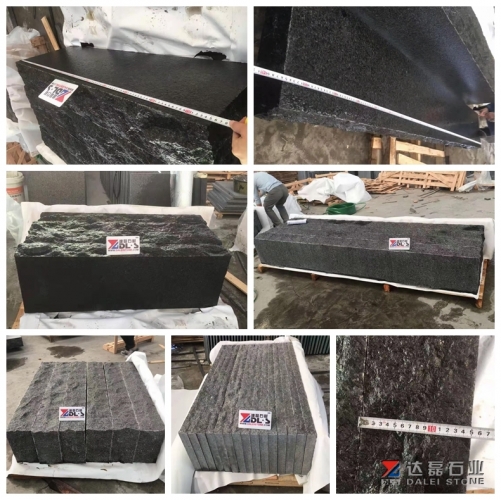 Angola Black Flamed Pavers Copping Tiles Steps Rockface