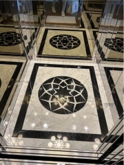 Carrara White and Nero Marquina Waterjet Design For Lift Floor