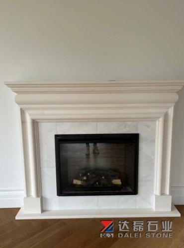 Beige Limestone Fireplace for Villa Project