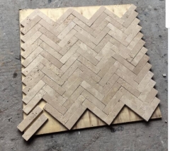 Kitchen wall Tiles Beige Travertine Cross Cutting Tumble Finish