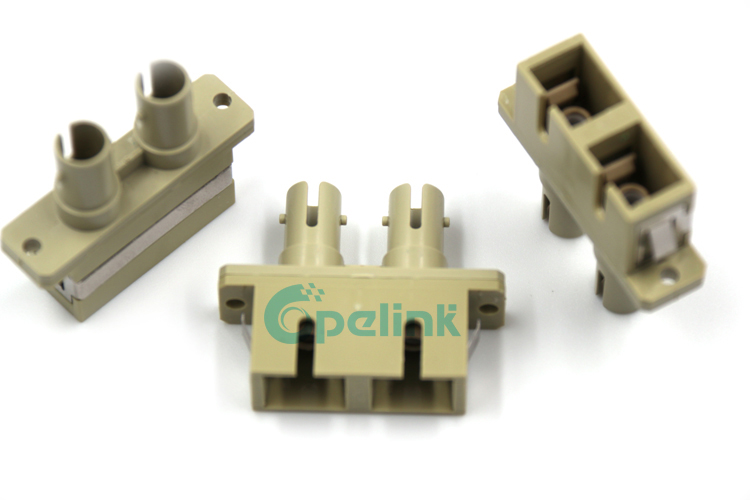 SC-ST Duplex Multimode Fiber Optic Adapter, beige housing SC-ST Duplex Multimode Fiber Optic Adapter, beige housing