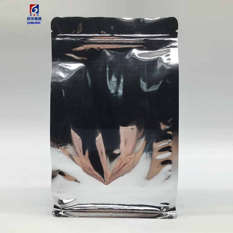 Aluminized window eight side seal pocket food square bottom aluminum foil self-sealing bag food self-sealing bag