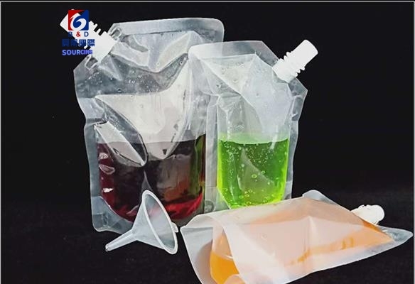 Transparent disposable self-supporting suction bag food plastic spout beverage bag juice straight mouth bag