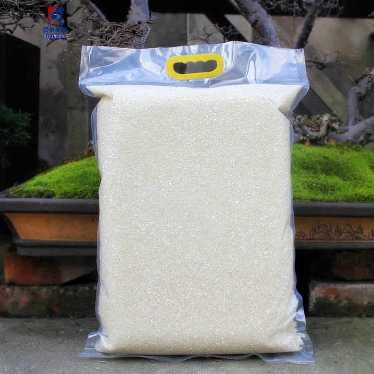 Transparent 10kg vacuum rice bag 5kg rice packing bag with hand-held buckle nylon vacuum packing bag rice bag