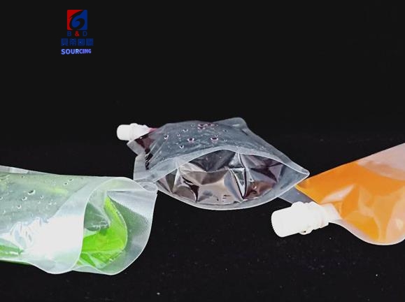 Transparent disposable self-supporting suction bag food plastic spout beverage bag juice straight mouth bag