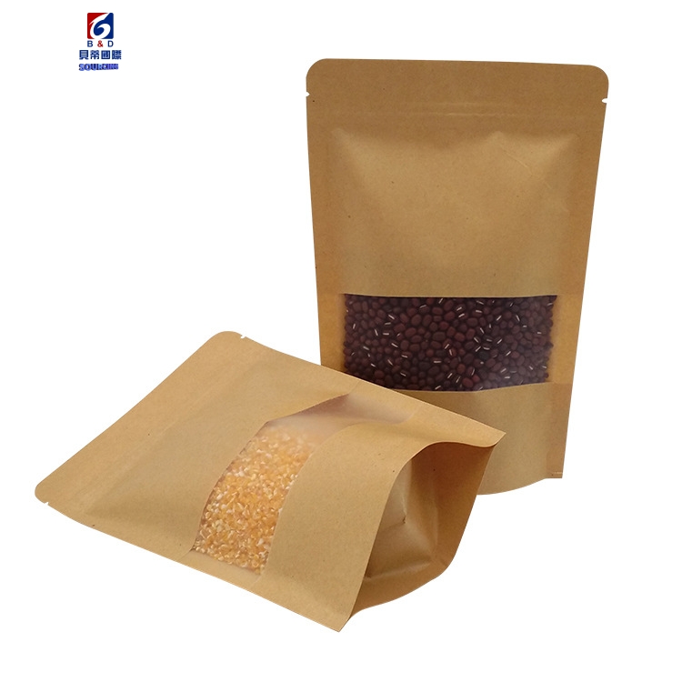 kraft paper bag free-stand bone bag food packaging bag gift bag open window visual paper self-sealing bag