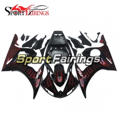 Fairing Kit Fit For Yamaha YZF R6 2005 -  Black Red Flames