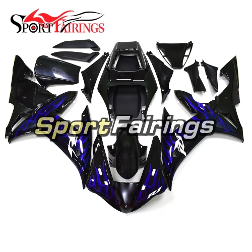 Fairing Kit Fit For Yamaha YZF R1 2002 2003 - Black Blue Flames