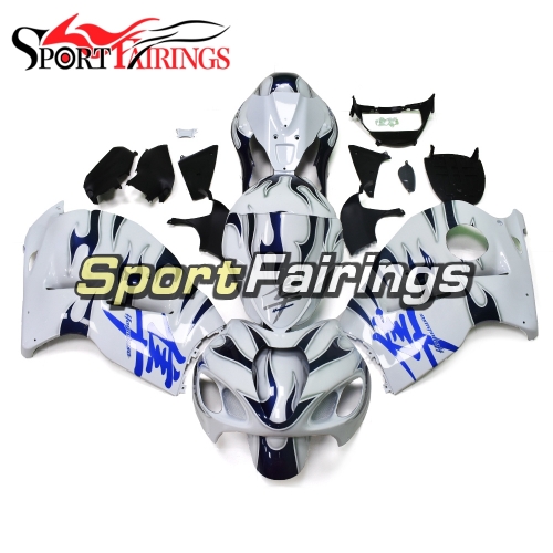 Fairing Kit Fit For Suzuki GSXR1300 Hayabusa 1997 - 2007 - White Blue Flames