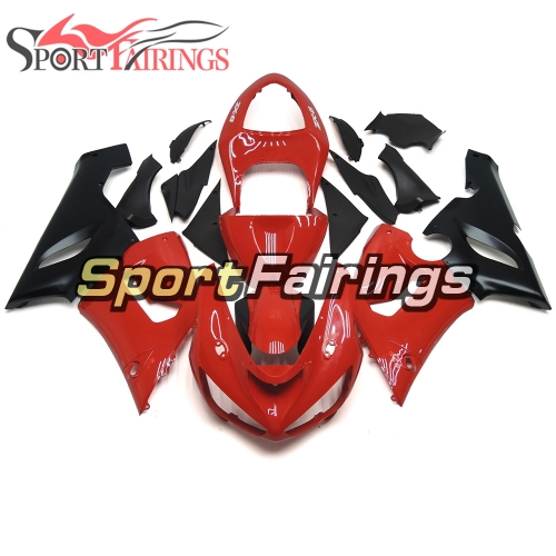 Fairing Kit Fit For Kawasaki ZX6R 2005 - 2006 - Pearl Red Black