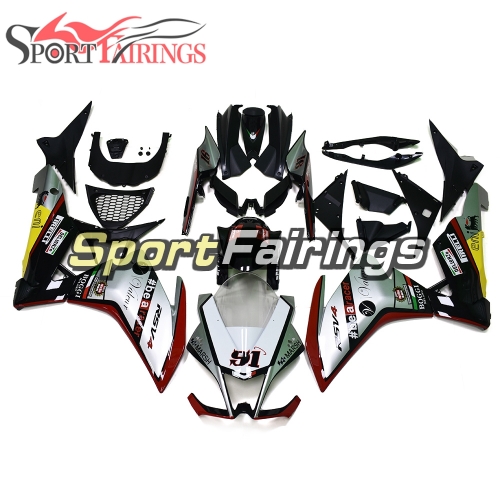 Fairing Kit Fit For Aprilia RSV4 1000 2010 - 2015 - Gloss Silver Yellow Bodywork