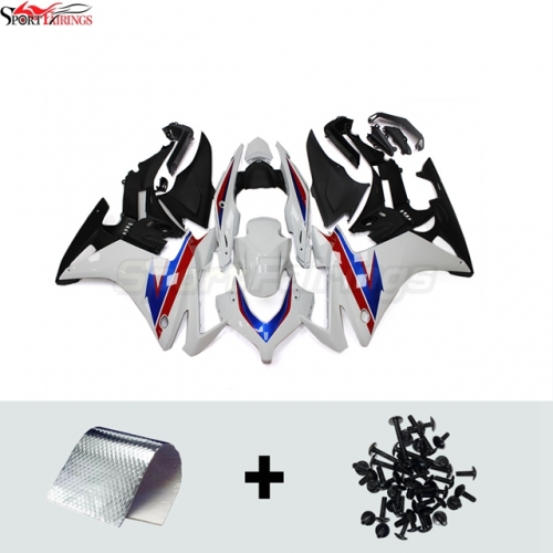 Fairing Kit fit for Honda CBR500R 2013 - 2015 - White with Blue Red Stripes and Matte Black Lowers
