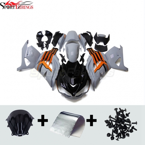 Sportfairings Fairing Kit fit for Kawasaki Ninja ZX14R 2012 - 2021 - Grey Black