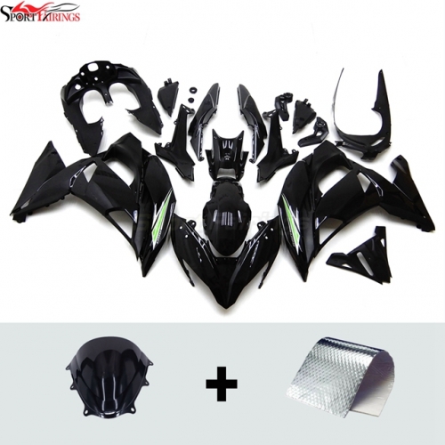Sportfairings Fairing Kit fit for Kawasaki Ninja 650 2017 - 2019 - Gloss Black Matte Black Green