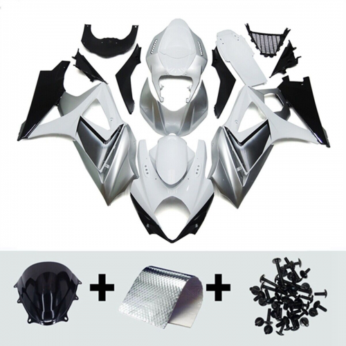 Sportfairings Fairing Kit fit for Suzuki GSXR1000 2007 - 2008 - Silver White Black