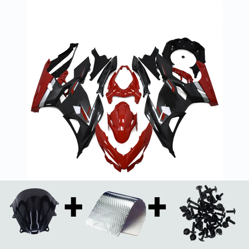 ABS Plastic Full Fairings Kit Fit For Kawasaki Ninja 400 NINJA400 2018 - 2023 - Gloss Red Black