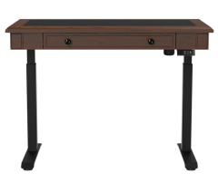 Akicon Electric Standing Desk Single Motor 49.2''x25.6'' Adjustable Height Desk with Inset Utility Drawer-Cherry (Black Frame/Wooden Top)