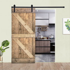 Akicon™ Paneled Solid Wood Stained Double Z Brace Series DIY Single Interior Barn Door with Sliding Hardware Kit; Pre-Drilled Ready to Assemble