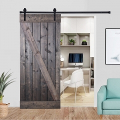 Akicon™ Paneled Solid Wood Stained Z Brace Series DIY Single Interior Barn Door with Sliding Hardware Kit; Pre-Drilled Ready to Assemble