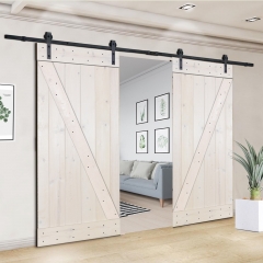 Akicon™ Paneled Solid Wood Stained Z Brace Series DIY Double Interior Barn Door; Pre-Drilled Ready to Assemble without Hardware