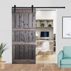 Akicon™ Paneled Solid Wood Stained Middle Bar Brace Series DIY Single Interior Barn Door; Pre-Drilled Ready to Assemble without Hardware