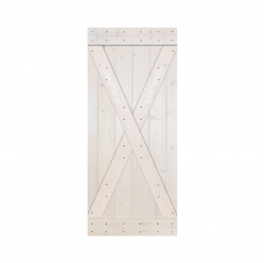 Akicon™ Paneled Solid Wood Stained X Brace Series DIY Single Interior Barn Door; Pre-Drilled Ready to Assemble without Hardware