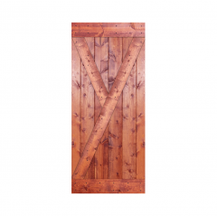 Akicon™ Paneled Solid Wood Stained Y Brace Series DIY Single Interior Barn Door; Pre-Drilled Ready to Assemble without Hardware