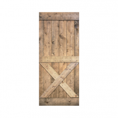Akicon™ Paneled Solid Wood Stained Mini X Brace Series DIY Single Interior Barn Door; Pre-Drilled Ready to Assemble without Hardware