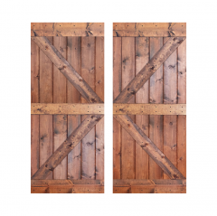 Akicon™ Paneled Solid Wood Stained K Brace Series DIY Double Interior Barn Door; Pre-Drilled Ready to Assemble without Hardware