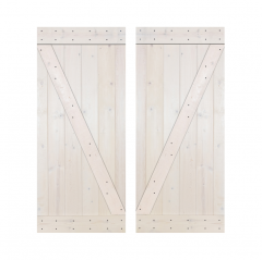 Akicon™ Paneled Solid Wood Stained Z Brace Series DIY Double Interior Barn Door; Pre-Drilled Ready to Assemble without Hardware