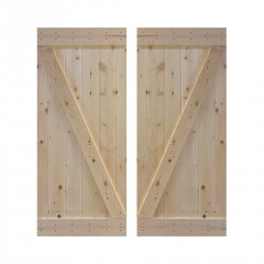 Akicon™ Paneled Solid Wood Stained Unfinished Series DIY Double Interior Barn Door; Pre-Drilled Ready to Assemble