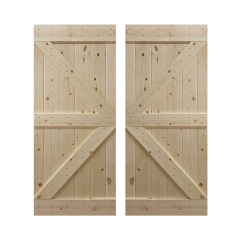 Akicon™ Paneled Solid Wood Stained Unfinished Series DIY Double Interior Barn Door; Pre-Drilled Ready to Assemble