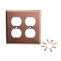 Akicon™ Copper Switch Plate Double Duplex Outlet Wall Plate Cover, UL Listed, 2 PACK