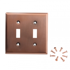 Akicon™ Copper Switch Plate 2-Gang Toggle Device Switch Wallplate Cover, UL Listed, 2 PACK