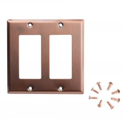 Akicon™ Copper Switch Plate 2-Gang Double Decorator / Rocker / GFCI Device Wall Switch Plate Cover, UL Listed, 2 PACK