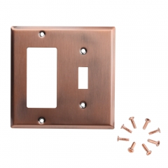 Akicon™ Copper Switch Plate 2-Gang 1-Toggle Decora/GFCI Device Combination Wallplate Cover, UL Listed, 2 PACK