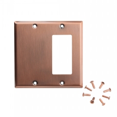 Akicon™ Copper Switch Plate 2-Gang 1-Blank 1-Decora/GFCI Device Combination Wallplate Cover, UL Listed, 2 PACK