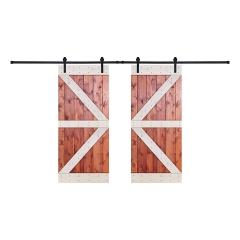 Akicon™ Paneled Solid Wood Stained K - Brace Series DIY Double Interior Barn Door with Sliding Hardware Kit; Pre-Drilled Ready to Assemble, HW Painted