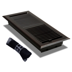 Akicon™ 4"x10" Floor Register with Trap Net, 4-Inch x 10-Inch Duct Opening Measurements, Oil Rubbed Bronze Finishing