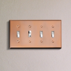 Akicon™ Copper Switch Plate 4-Gang Toggle Device Switch Wallplate Cover, UL Listed, 1 PACK