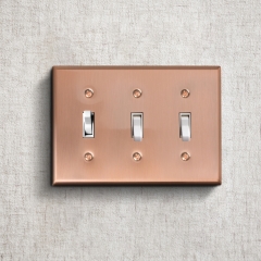 Akicon™ Copper Switch Plate Triple Gang Toggle Switch Plate Cover, UL Listed, 2 PACK