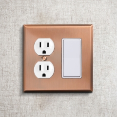 Akicon Copper Switch Plate 2-Gang 1-Duplex Decora/GFCI Device Combination Wallplate, UL Listed, 2 PACK