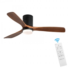 Akicon™ Ultra Quiet 52" Solid Wood Ceiling Fan with Lights and Remote Control, Reversible Blades, 6-Speed, Dimmable LED Kit, Matte Black