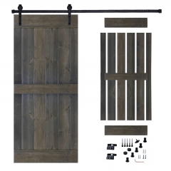 Akicon™ Paneled Solid Wood Stained Middle Bar Brace Series DIY Single Interior Barn Door with Sliding Hardware Kit; Pre-Drilled Ready to Assemble