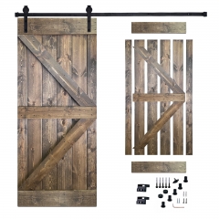 Akicon™ Paneled Solid Wood Stained K Brace Series DIY Single Interior Barn Door with Sliding Hardware Kit; Pre-Drilled Ready to Assemble