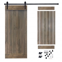 Akicon™ Paneled Solid Wood Stained Plank Series DIY Single Interior Barn Door with Sliding Hardware Kit; Pre-Drilled Ready to Assemble