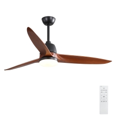Akicon™ Ultra Quiet 56" Solid Wood Ceiling Fan with Lights and Remote Control, Reversible Blades, 6-Speed, Dimmable LED Kit, Matte Black