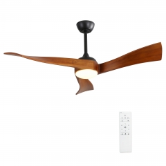 Akicon™ Ultra Quiet 52" Solid Wood Ceiling Fan with Lights and Remote Control, Reversible Blades, 6-Speed, Dimmable LED Kit, Matte Black